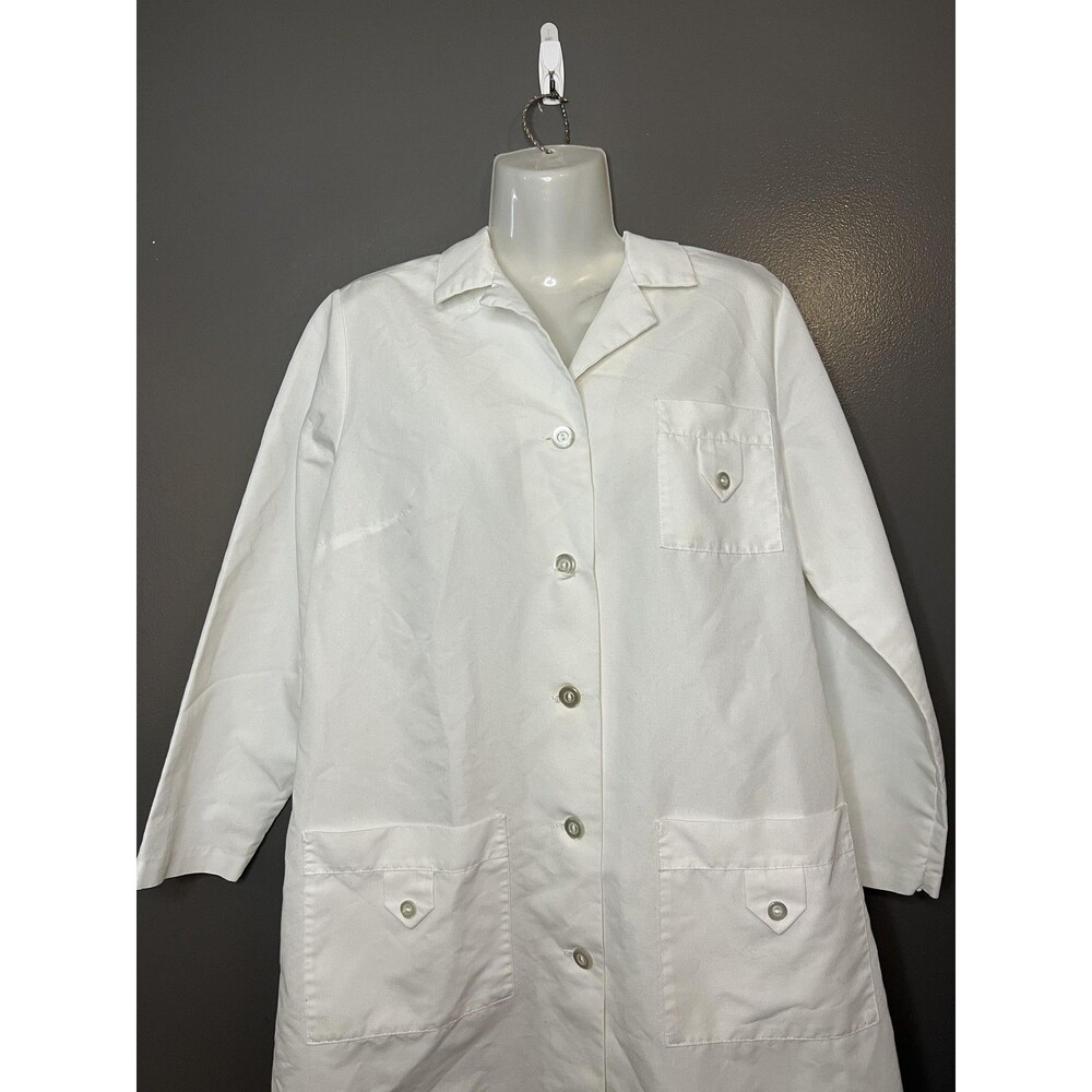 Angelica Lab Coat Mens 34 Large White Long Sleeve 3 Pocket Medical Jacket Unisex